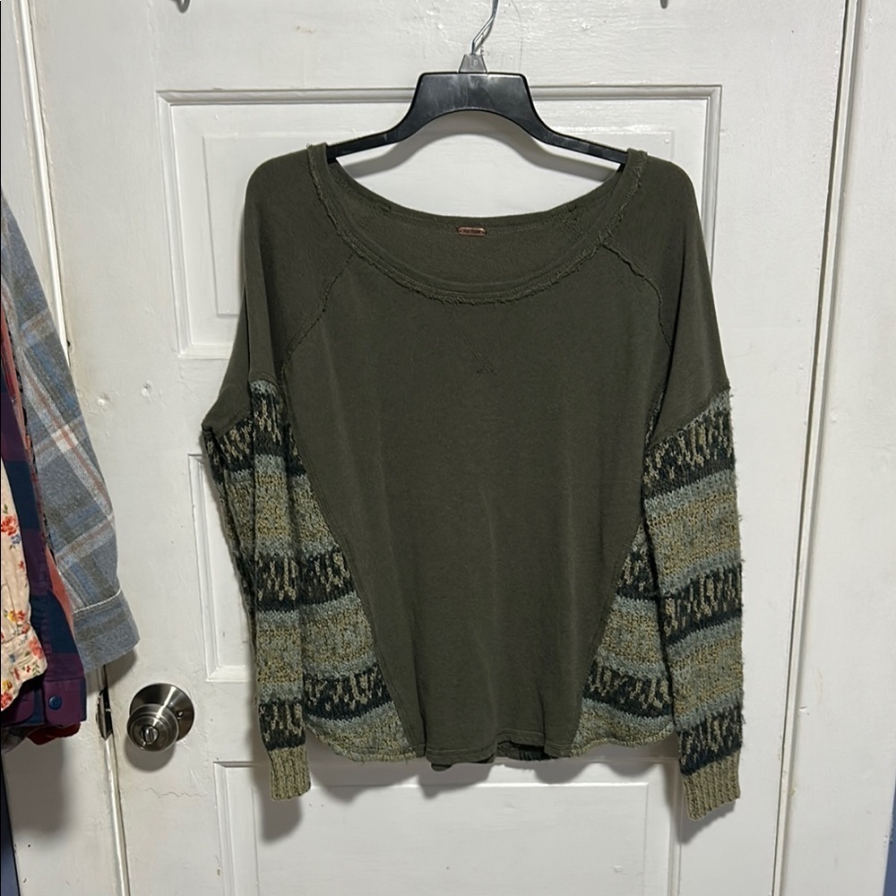 Free People Green Relaxed Long Sleeve Sweatshirt